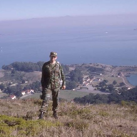 Chris standing above Fort Baker in 1991