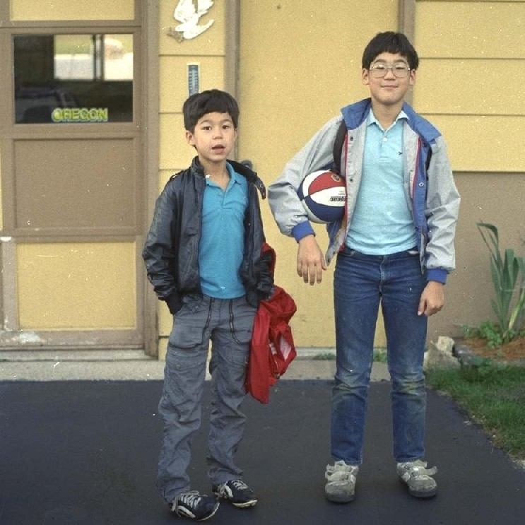 Simon and Zachary at Tomah house in 1986