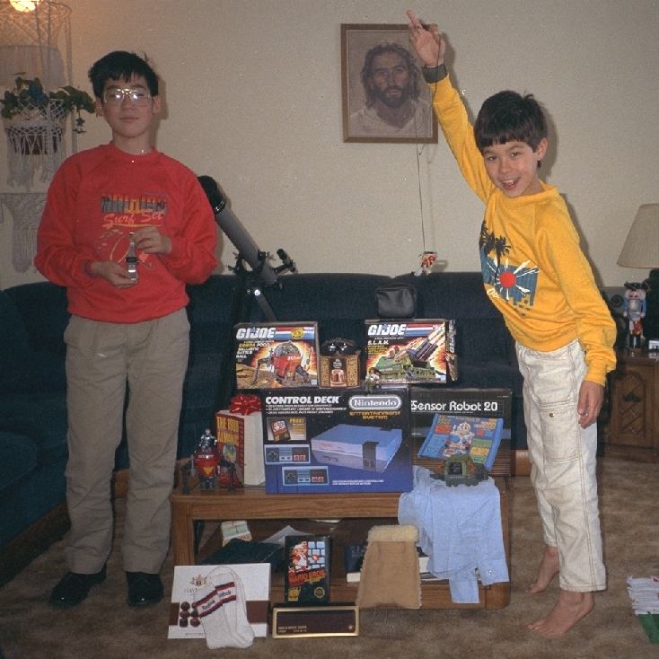 Zachary and Simon on Christmas in Tomah / 1987