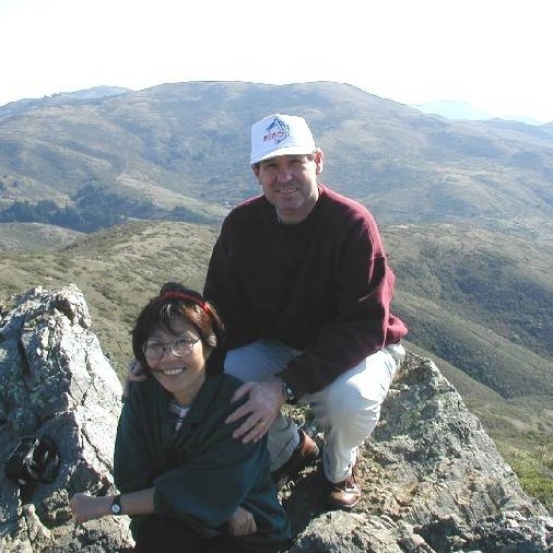 Chris & Kim on trail behind Mill Valley house in 2002
