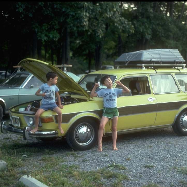 Zachary & Peter by VW on Road Trip to DC / 1983
