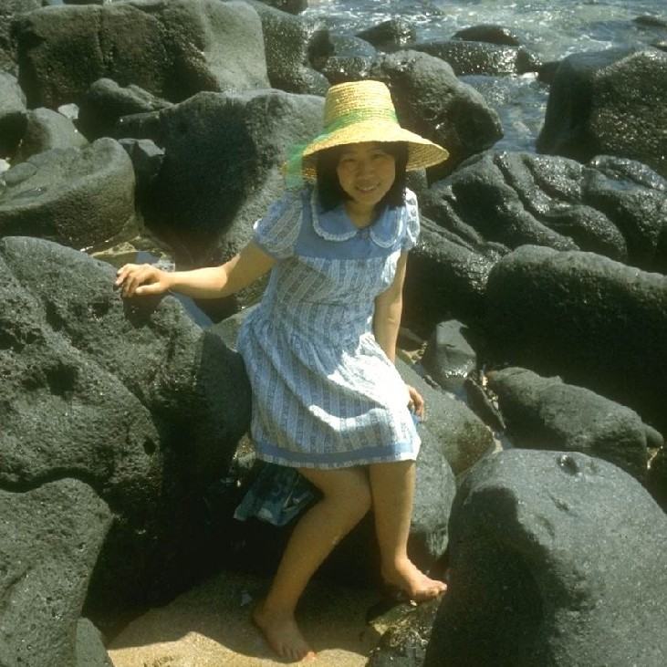 Kim on honeymoon in Jeju / 1974
