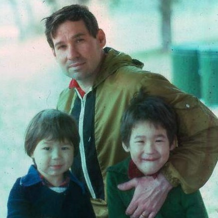 Chris with boys in Eugene ~ 1981